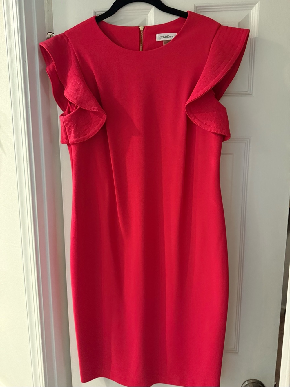 Calvin Klein Hot Pink Ruffle Sleeve Sheath Dress
